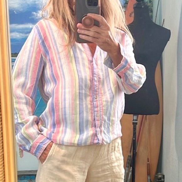 ⭐️St. Tropez West,Gorgeous Yacht-Wear Linen Button-Front Top, Med (Runs Large) - Picture 1 of 9